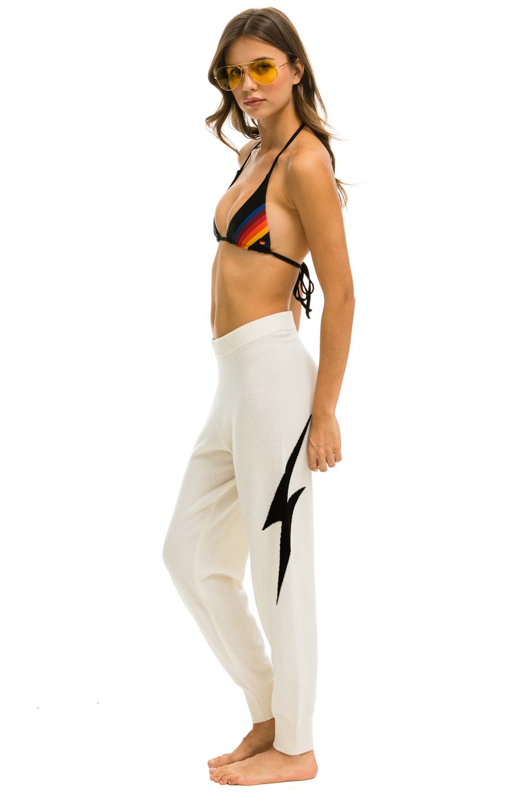 BOLT CASHMERE LIGHT SWEATER PANT - VINTAGE WHITE BLACK BOLT