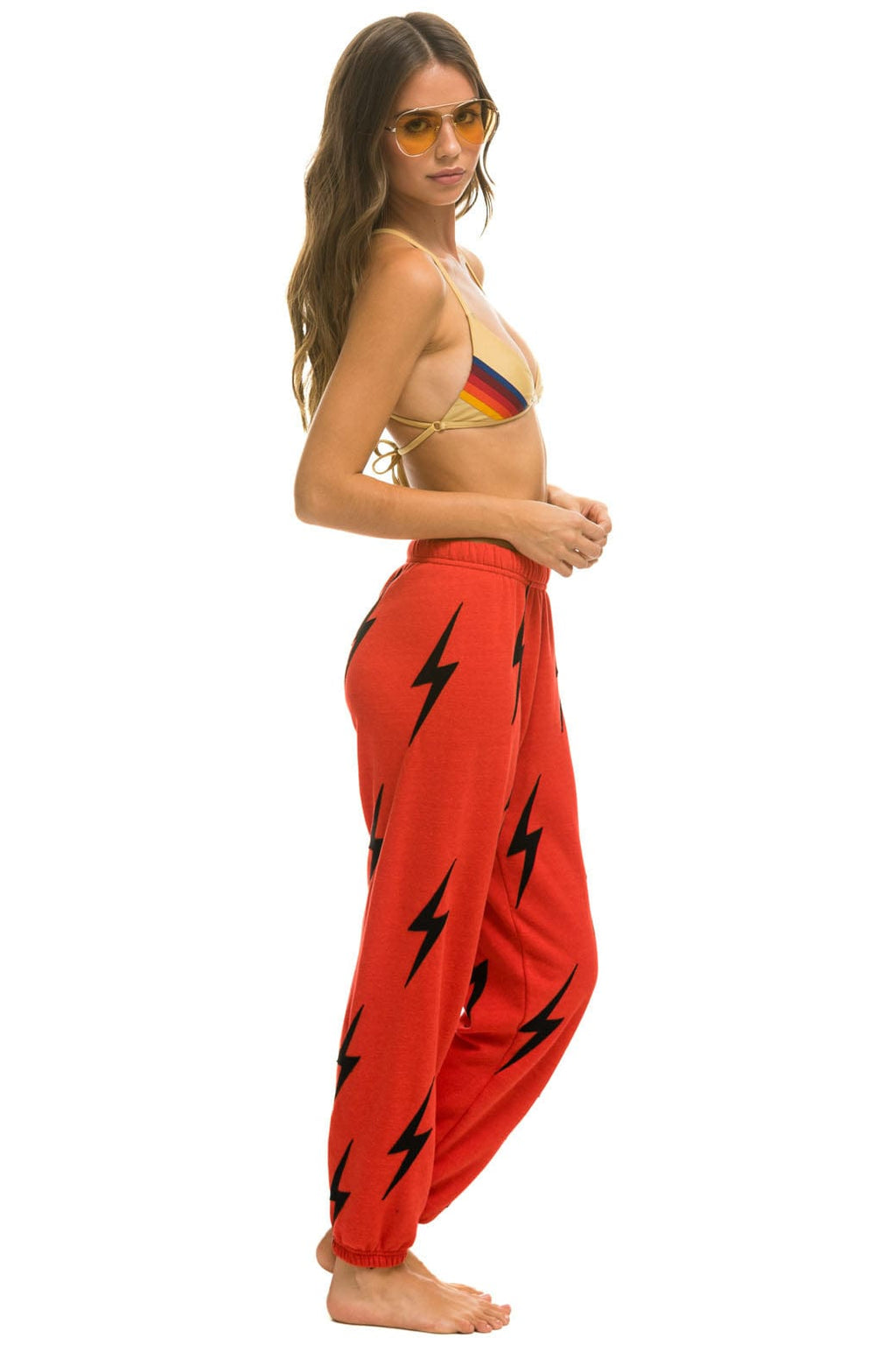 BOLT STITCH REPEAT SWEATPANTS - RED BLACK