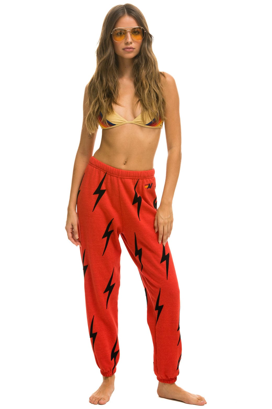 BOLT STITCH REPEAT SWEATPANTS - RED BLACK