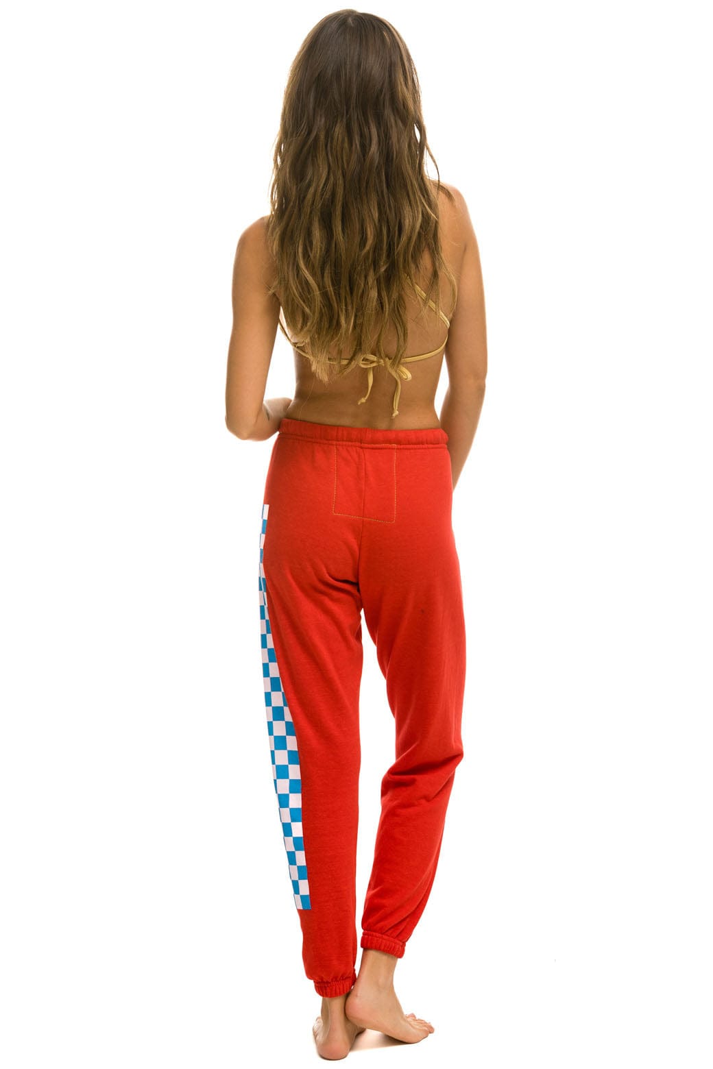 CHECK LEG SWEATPANTS - RED WHITE BLUE