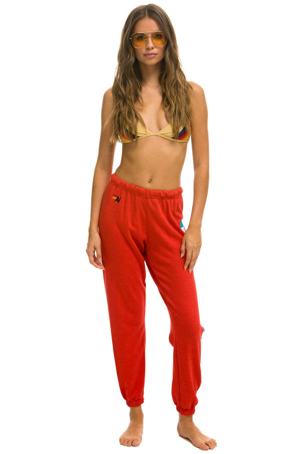 CHECK LEG SWEATPANTS - RED WHITE BLUE