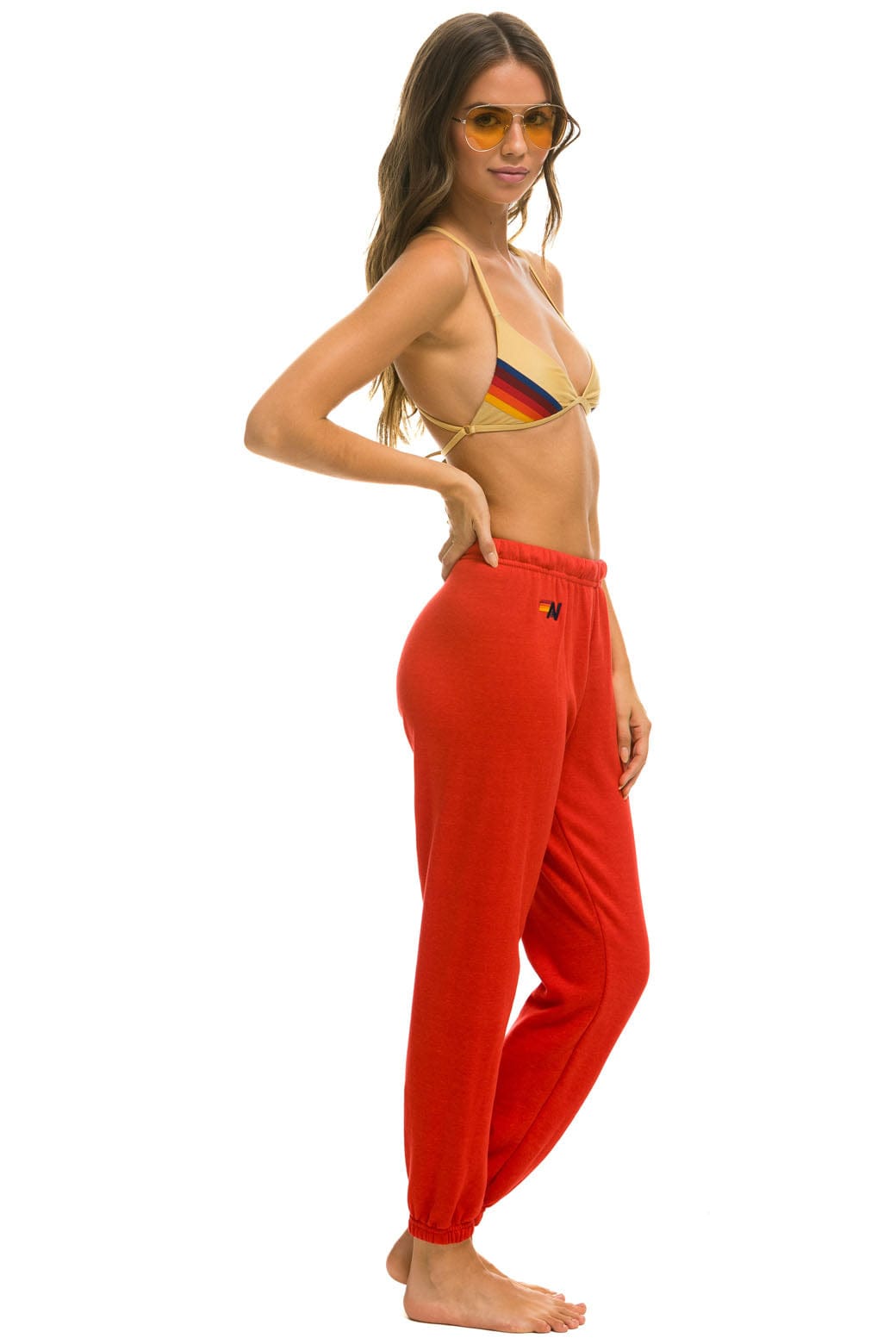 CHECK LEG SWEATPANTS - RED WHITE BLUE