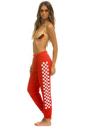 CHECK LEG SWEATPANTS - RED WHITE