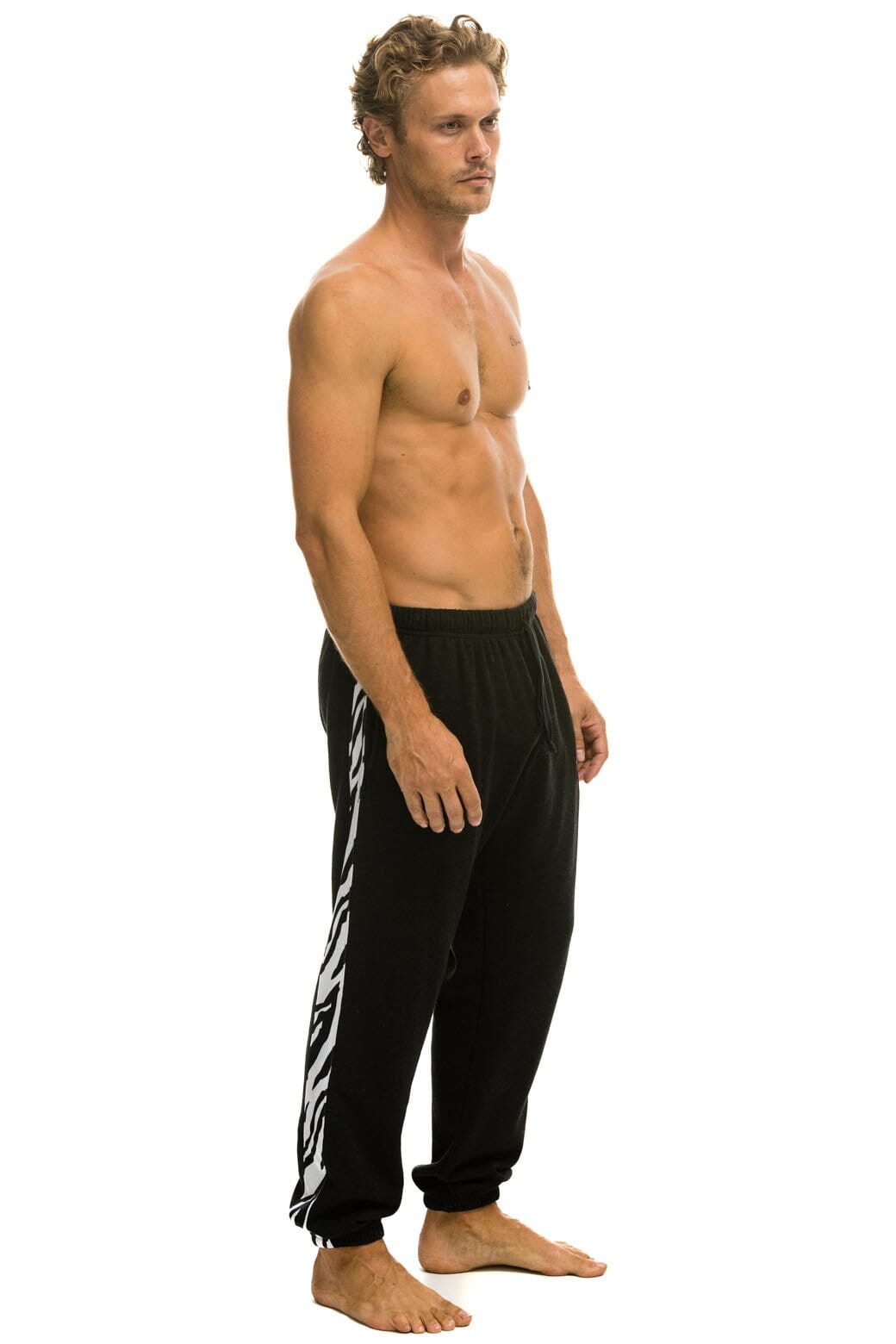 ZEBRA STRIPE SWEATPANTS - BLACK ZEBRA